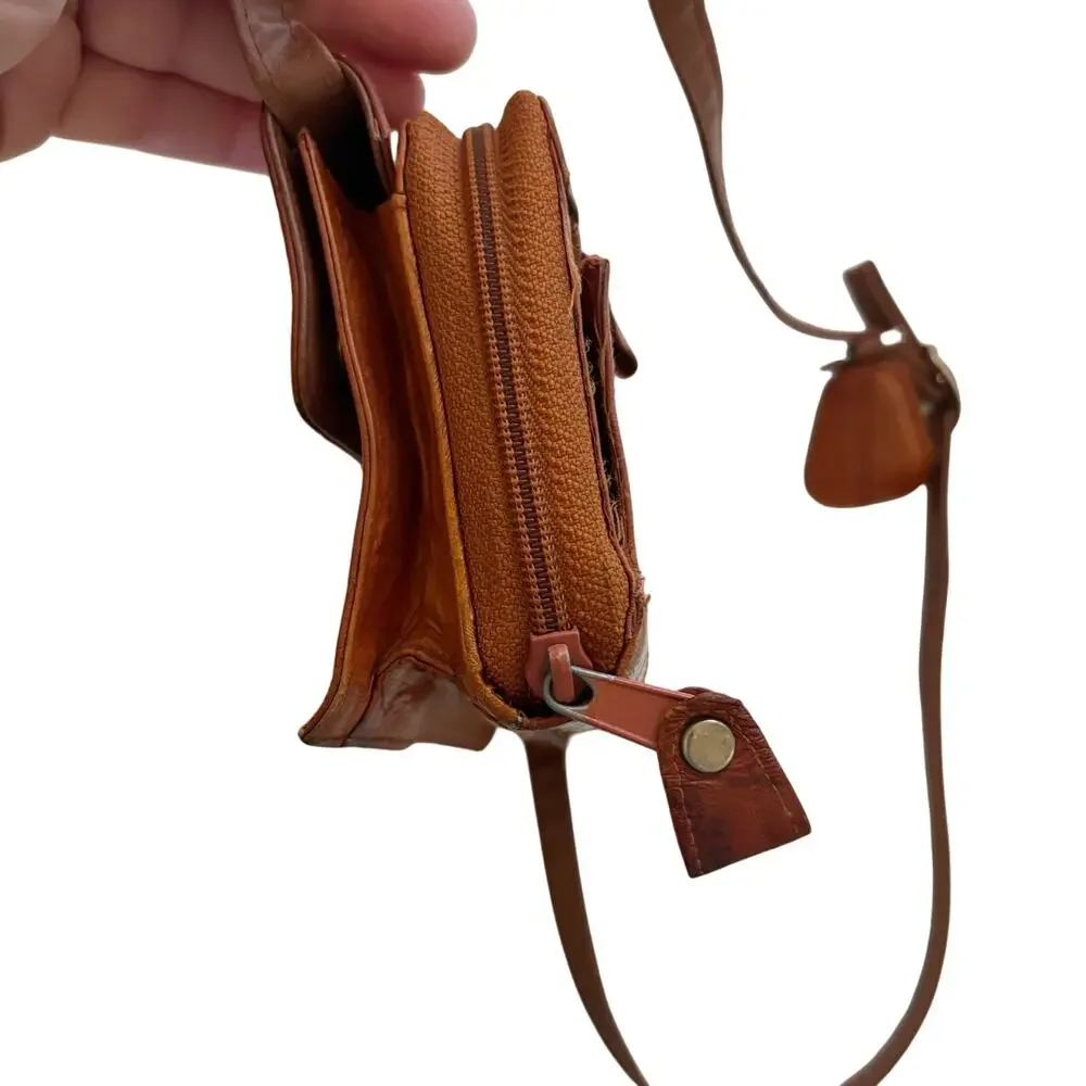 Vintage Lee Sands Eel Skin Wallet Shoulder Bag Brown